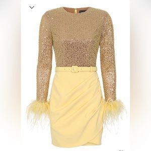 Lavish Alice ANNIE Beaded Sequin Mini Dress In Yellow